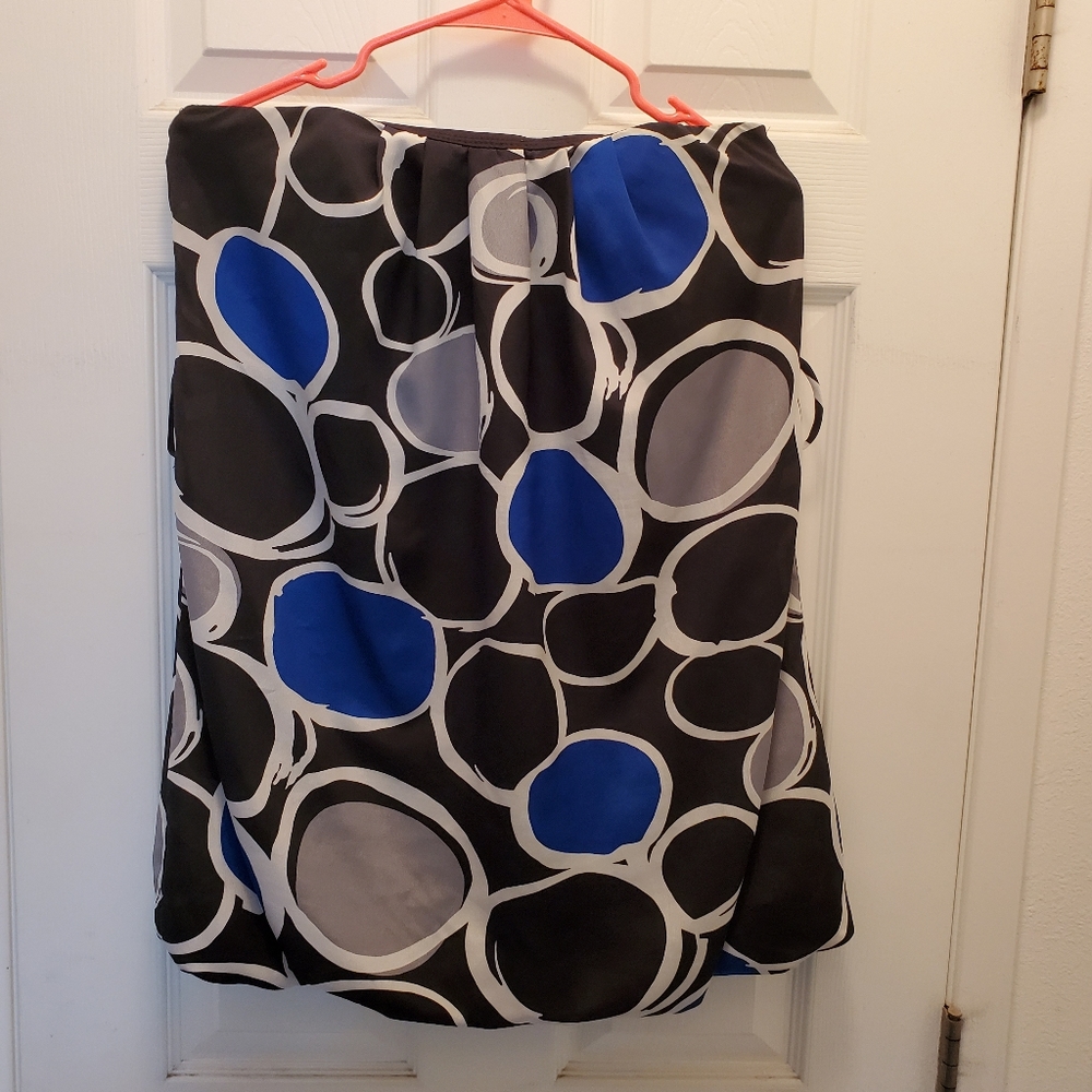 Strapless black/blue polka dot top
